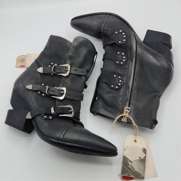 NWT A.S. 98 Saintec Studded Black Leather Moto Boots - Italian - Size 40 - Picture 5 of 16
